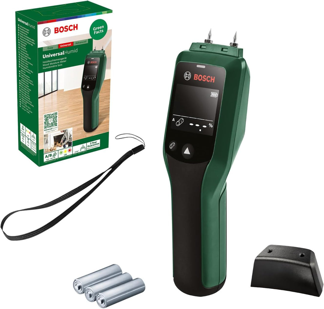 Bosch Holzfeuchtigkeitsmessgerät UniversalHumid (präzise Ergebnisse dank Holzgruppenauswahl und LED-