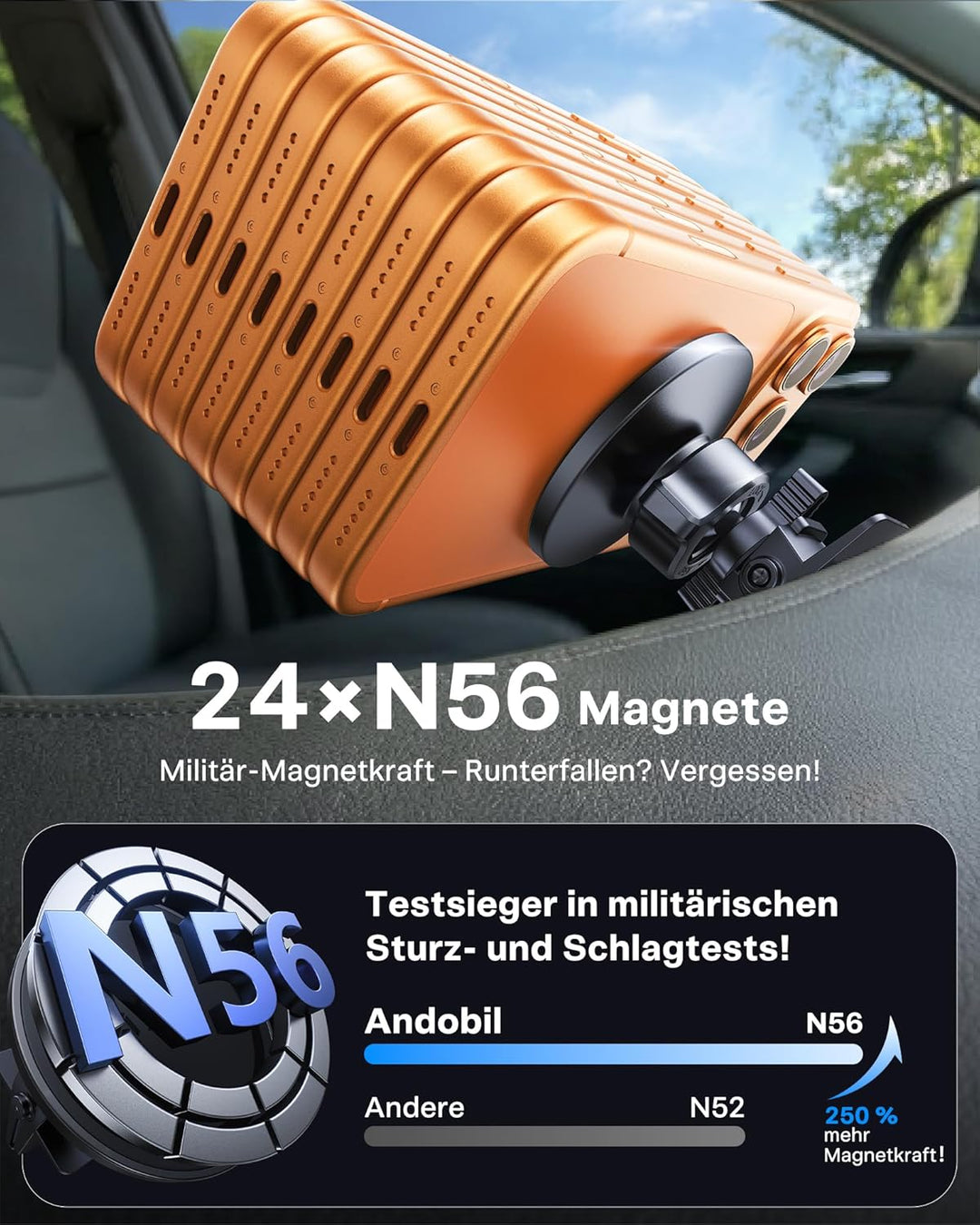 andobil Handyhalterung Auto Magnet Kompatibel mit MagSafe [ Das bisher Die stärkste Magnetkraft ] Au