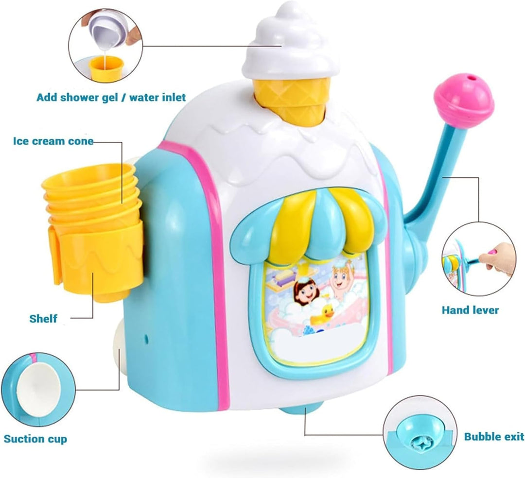 Badeseifenblasenmaschine Eisschaum-Kuchenspielset für Kleinkinder Wasserbadewannen- 2-8 Jahre Intera