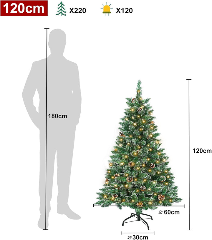 FIVMEN Weihnachtsbaum Künstlich mit Beleuchtung 120 cm PVC Tannenbaum Christbaum Künstlicher mit 120
