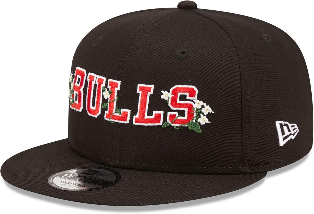New Era Chicago Bulls NBA Flower Wordmark Black 9Fifty Snapback Cap S-M 950-Bulls-Black-#30730, S-M