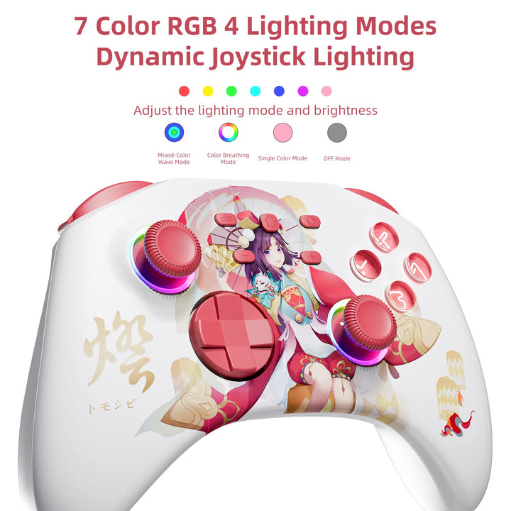 Mytrix Mädchen-Muster Switch Controller mit RGB Lichteffekt, Wireless Pro Controller für Nintendo Sw