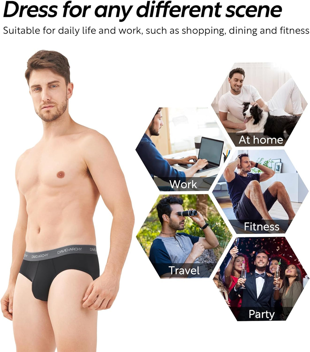 DAVID ARCHY 4/7er Pack Herren Slip Männer Slips Stretcken Unterwäsche Weich Ohne Etikett S A:schwarz