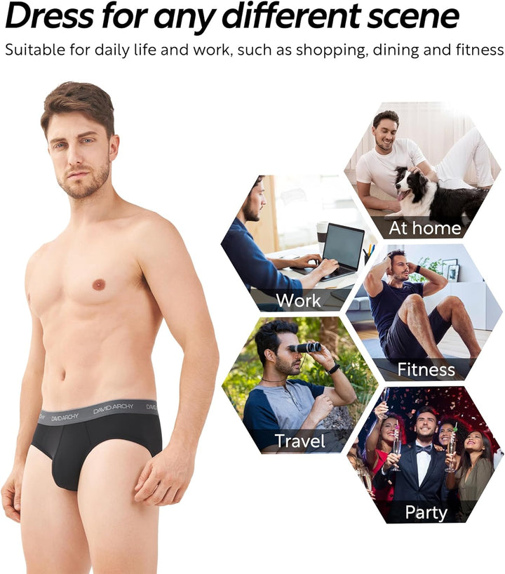 DAVID ARCHY 4/7er Pack Herren Slip Männer Slips Stretcken Unterwäsche Weich Ohne Etikett S A:schwarz
