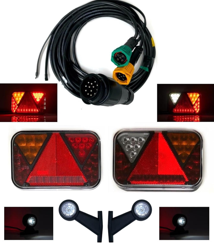 Anhängerbeleuchtung LED Rückleuchten Umrissleuchten und 13 polig Kabel 7m SET