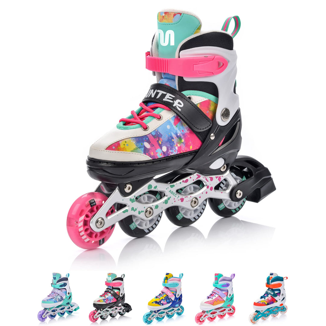 meteor® Inlineskates 4in1 Kinder Inliner Rollschuhe Roller Blades Quad Skates Carbon Kinder Inlinesk