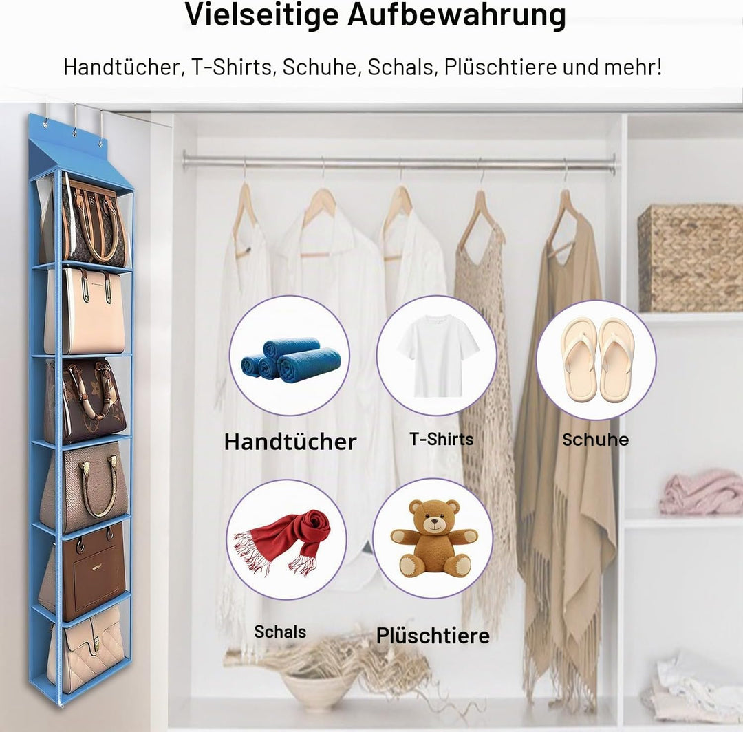 Lirex Geldbörsen-Organizer, 6 Taschen Handtaschen-Organizer mit Reissverschluss zum Aufhängen, für S