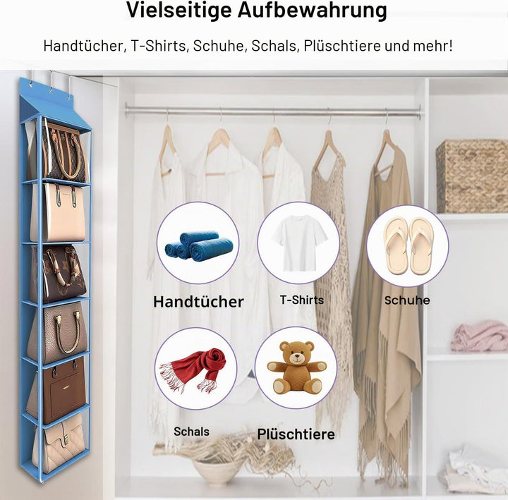 Lirex Geldbörsen-Organizer, 6 Taschen Handtaschen-Organizer mit Reissverschluss zum Aufhängen, für S