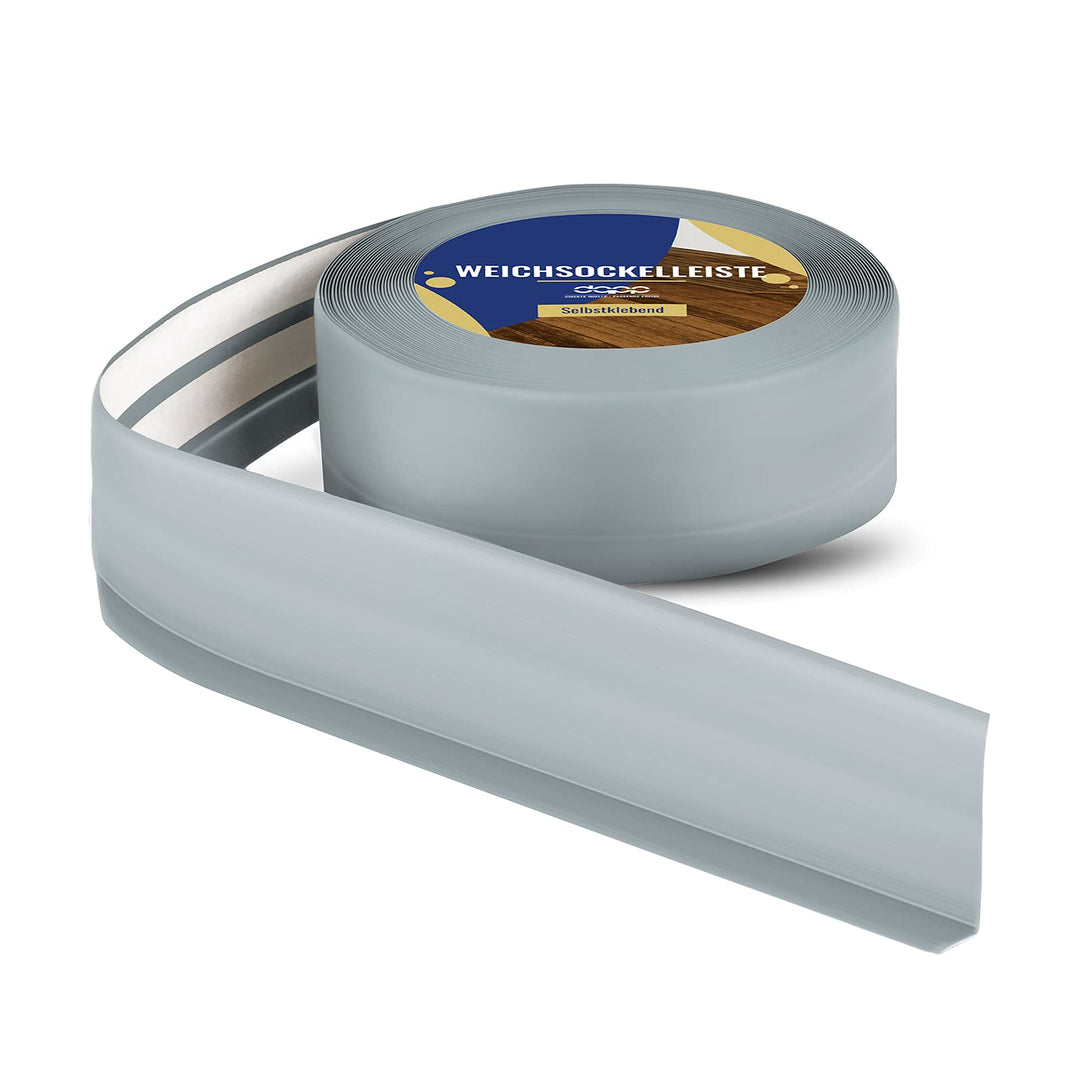 DQ-PP WEICHSOCKELLEISTE | 10m | ashgrau | 50x15mm | PVC | selbstklebend | Knickwinkel Fussleisten Gu