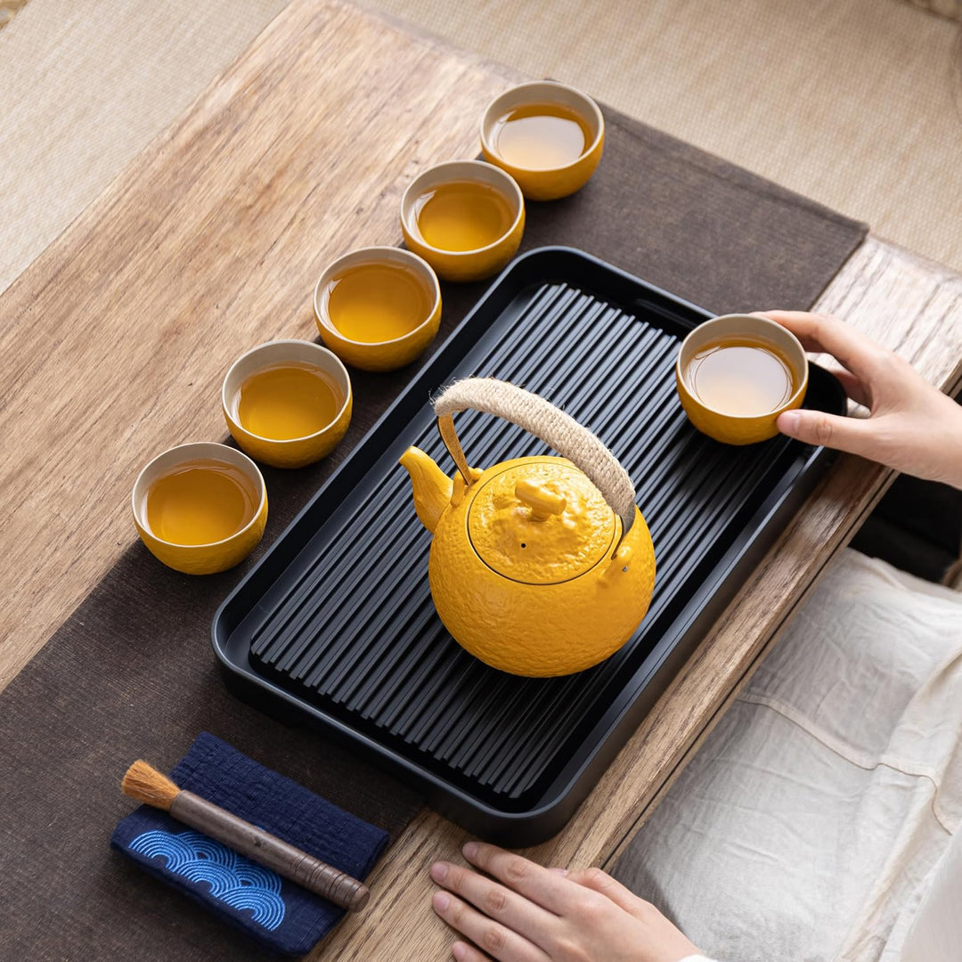TEANAGOO Teekanne Komplettes japanisches Teeset für Frauen, orangefarbenes asiatisches Keramik-Teese