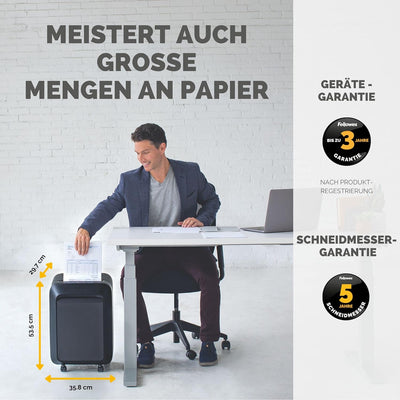 Fellowes 16 Blatt Aktenvernichter Partikelschnitt (P4), Papierschredder für Büro, Homeoffice, Powers