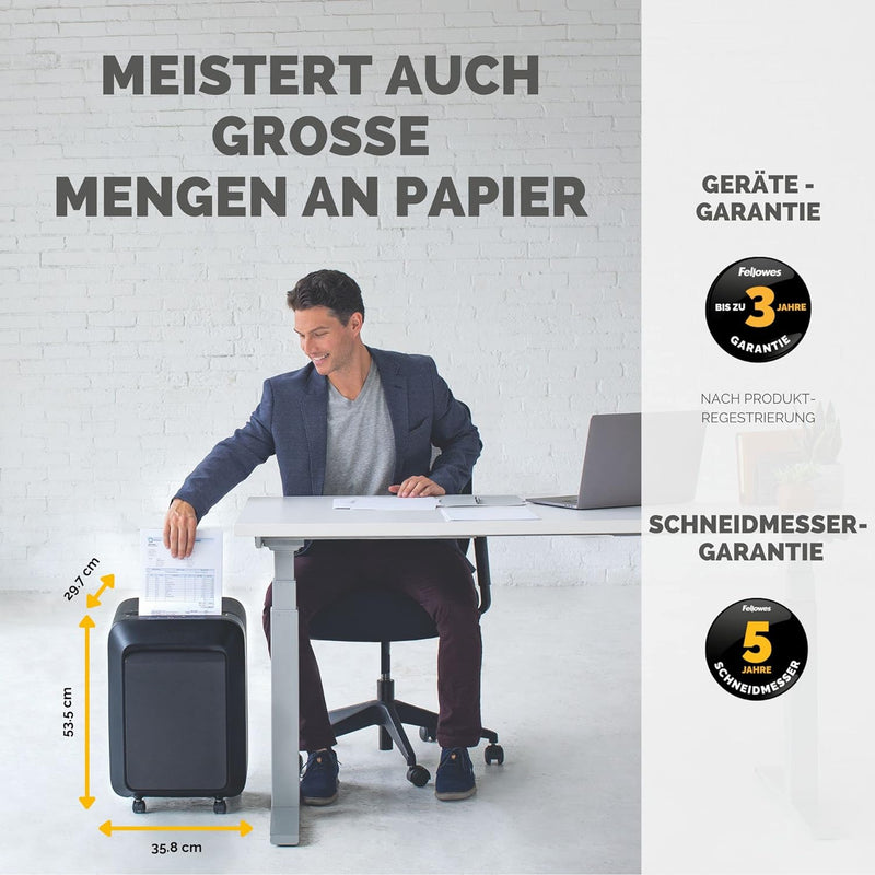 Fellowes 15 Blatt Aktenvernichter High Security (P5), Papierschredder für Büro, Powershred LX211, Mi