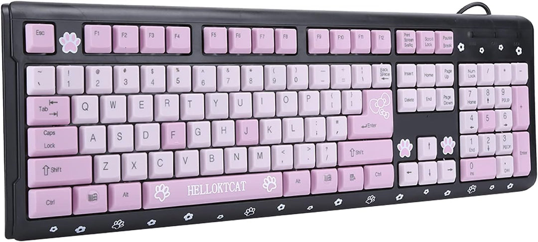 Niedliche USB Tastatur mit Kabel, Niedliche Cartoon USB Tastatur mit Kabel für Mädchen, Tragbare, Ko