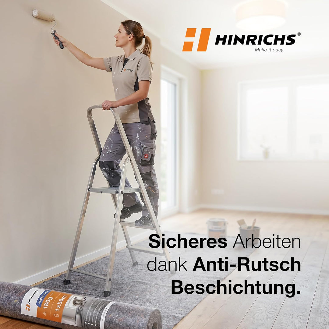 Hinrichs Malervlies 50m Rolle 180g/m² - Durchsickerungsschutz für Flüssigkeiten - Abdeckvlies 50m -