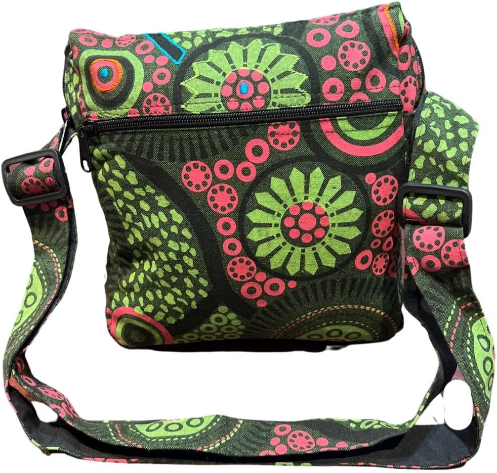 Damen Baumwolle Umhängetasche Indische Ethno Stil Boho Maliprint Tasche Baumwolle satche l mit Klapp