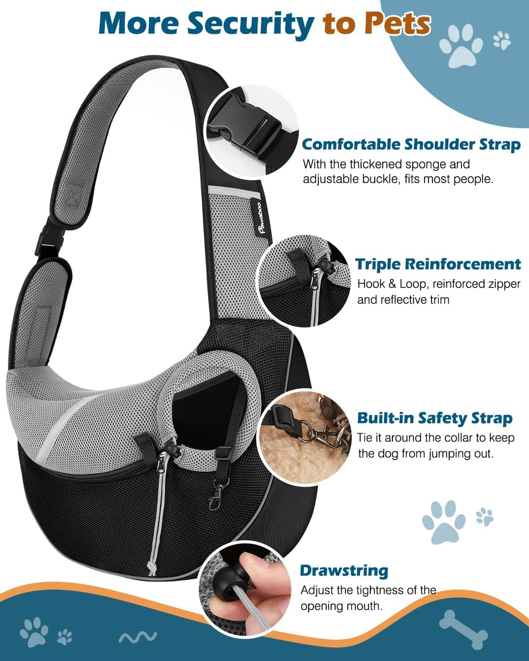 Pawaboo Haustier-Hundetragetasche, Freihändige, Atmungsaktive Mesh-Welpentragetasche, Hundetragetasc