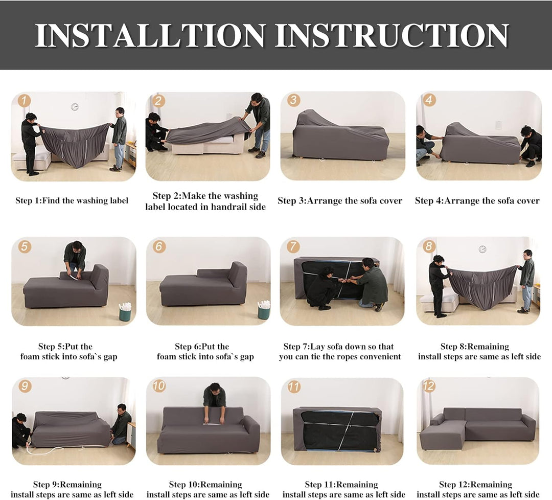 Jaotto Sofa Überwürfe Sofabezug Elastische Spandex Stretch Sofabezüge Couchbezug für L-Form Sofa Uni