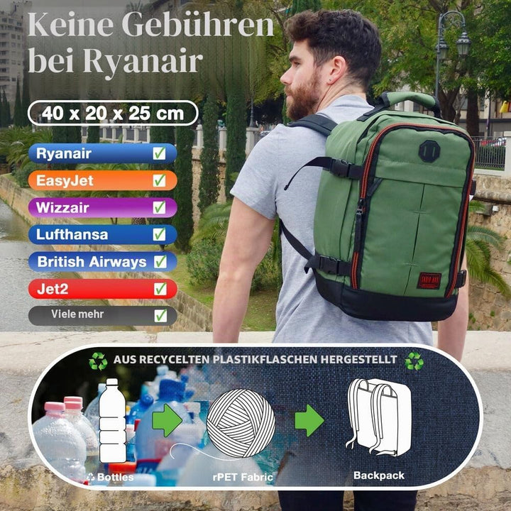 Cabin Max Reiserucksack, 40 x 20 x 25 cm, für Handgepäck – Rucksack mit niedrigem Sitz, geeignet für