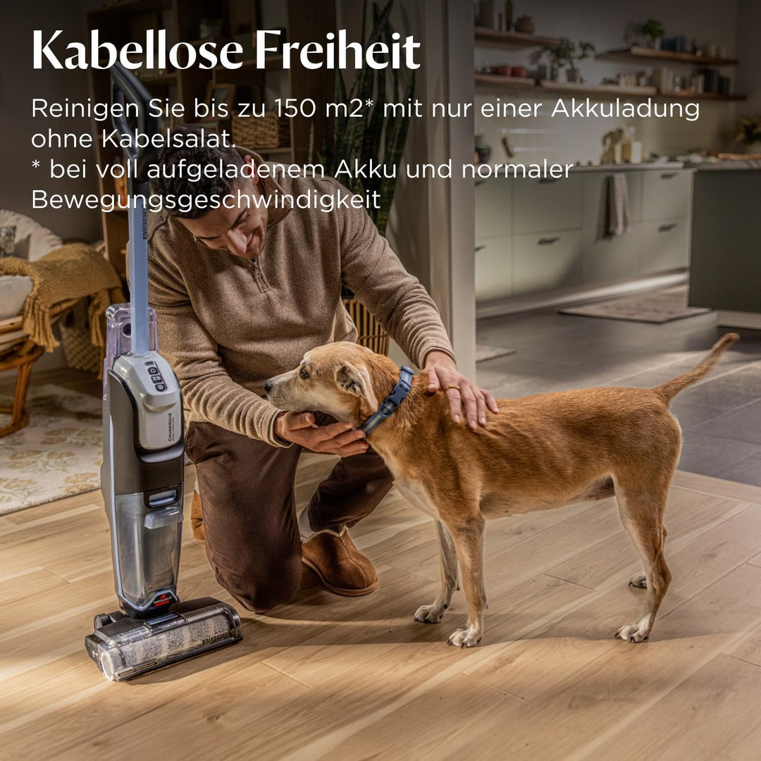 Bissell CrossWave Edge Cordless, kabelloser Staubsauger mit Wischfunktion, leistungsstarke Reinigung