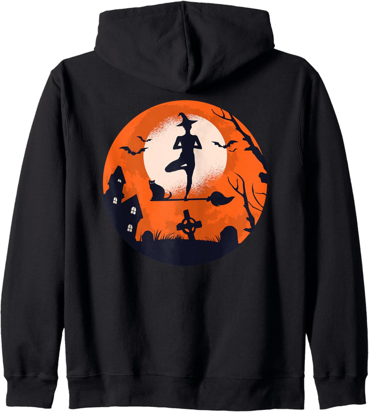 Halloween Yoga Hexe Katze Kapuzenjacke