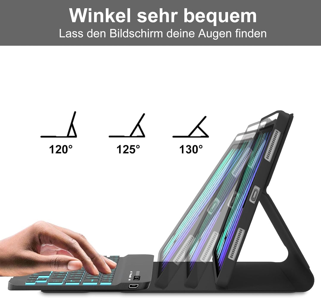 Hülle mit Tastatur für das iPad mini 6 & 7 Generation (2021/2024), Deutsch QWERTZ Keyboard, Magnetis