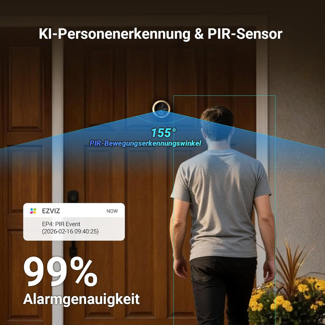 EZVIZ WLAN Türspion mit 5,5-Zoll-Farbbildschirm, 4K Kabellose Video Türklingel Kamera mit 155° Weitw