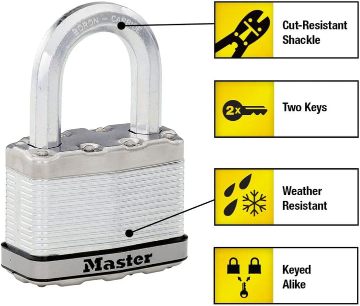 Master Lock M15XTLF Magnum robustes Outdoor-Vorhängeschloss mit Schlüssel, 2 Stück gleichschliessend