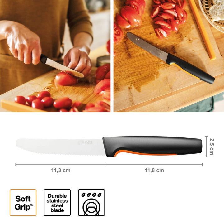 Fiskars Tomatenmesser, Functional Form, Gesamtlänge: 23 cm, Japanischer Edelstahl/Kunststoff, 105754