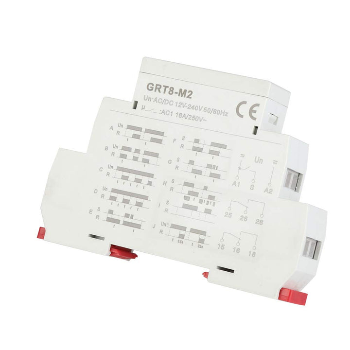 Verzögerungsrelais AC/DC 12V-240V Zeitrelais mit 10 Funktionen für DIN-Schienenmontage GRT8-M2 AC/DC