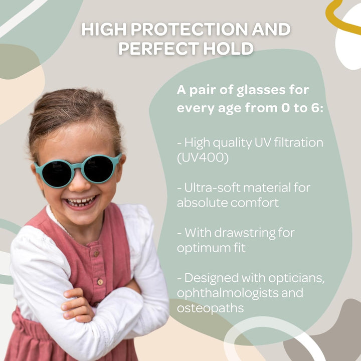 BÉABA, Sonnenbrille für Babys von 0 bis 9 Monaten, 100% UV-Schutz – KAT. 4, Seitenschutz, optimaler