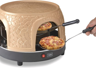 Trebs 99392 Pizzagusto - Pizzaofen mit Terrakottakuppel für 8 Personen - Pizzadom - 1000 Watt - Zube