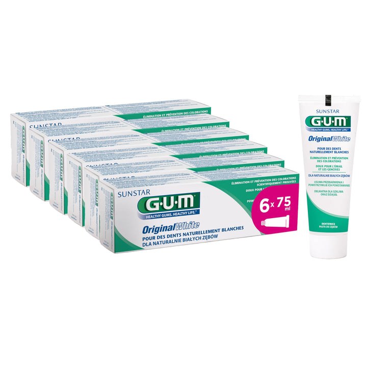 GUM Original White Zahnpasta | stellt das ursprüngliche Weiss der Zähne ohne schädliche Inhaltsstoff
