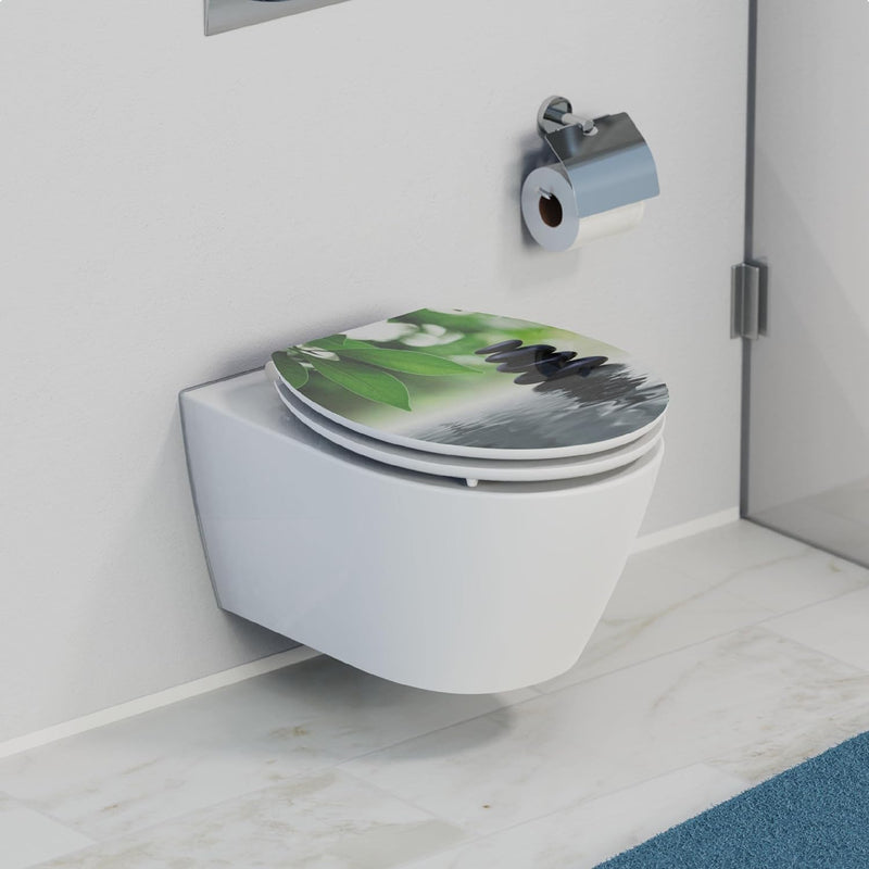 SCHÜTTE 80543 HG MDF-Holzkern High Gloss WC-Sitz OASIS mit Absenkautomatik, Motiv, Oasis