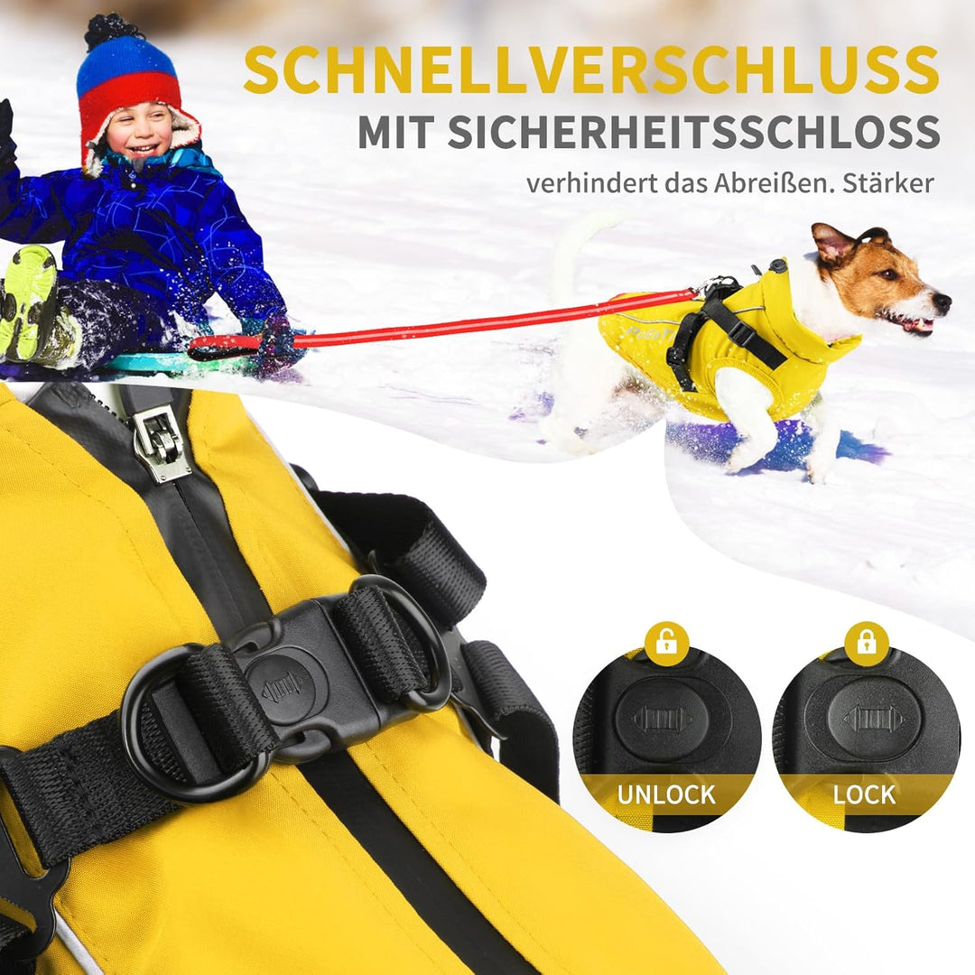 PcEoTllar Wasserdichter Hundemantel für kleine Hunde, warme reflektierende Jacke mit Geschirr für de