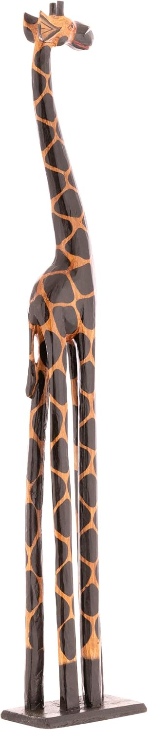 Nexos Trading Deko Giraffe Holzfigur Skulptur Afrika Handarbeit Grösse 120 cm – dunkel