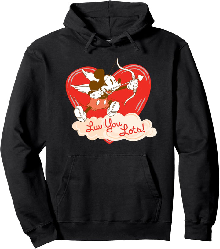 Disney Mickey Mouse Vintage Valentine's Day Luv You Lots! Pullover Hoodie