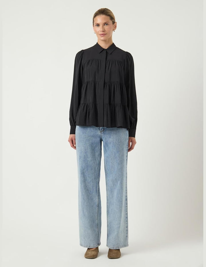 Y.A.S Damen Yaspala Ls Shirt S. Noos Hemd/Bluse M Schwarz, M Schwarz