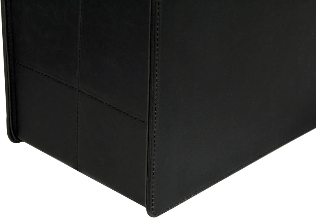 HofferRuffer Zeitungskorb aus Leder mit Griff, Zusammenklappbarer Zeitschriftenkorb Ständer 35 x 19