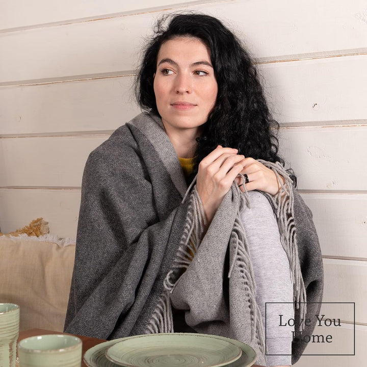 LYHome Merino Decke - Kuscheldecke Tagesdecke Sofa Wolldecke, Blanket Überwurfdecke Sofadecke Wohnde