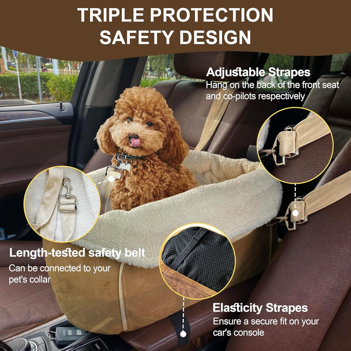 Warm Hunde Autositz Mittelkonsole für Kleine Hunde Hundekorb Hundebett Auto unter 6 kg, Gemütlich Hu