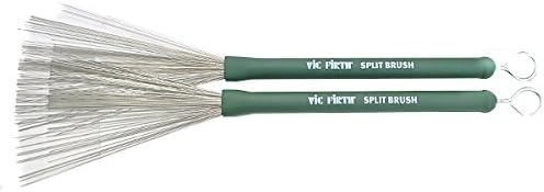 Vic Firth Wire Split Brush - Retractable - Green Handle Wire Single, Wire Single