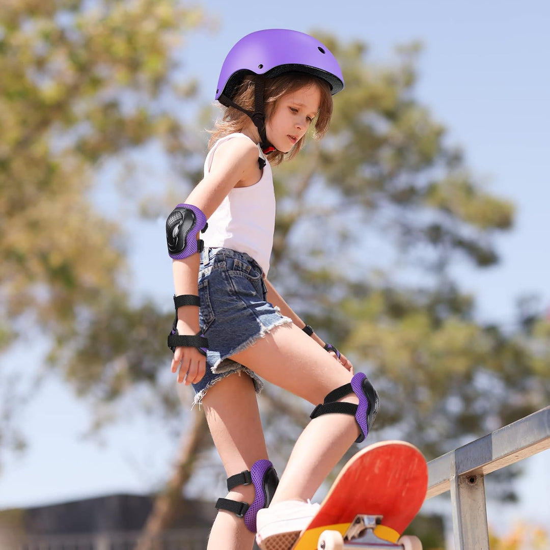 WayEee Knieschoner Kinder mit Helm, Schonerset Kinder 3-10 Jahre, Knieschützer Inliner Kinder Schutz