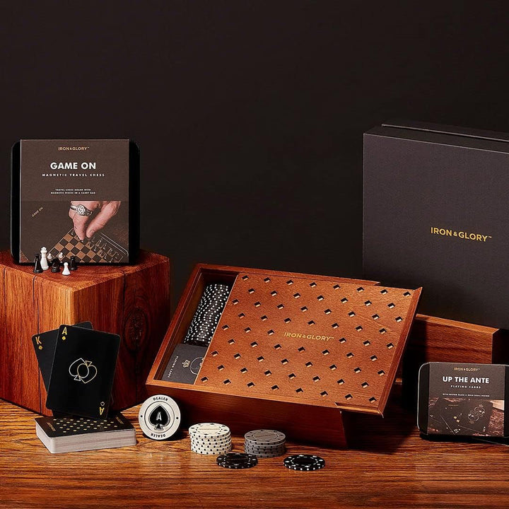 Iron And Glory Hochwertiges Poker-Set, Braun, 18.6 x 21.6 x 7.5cm, IAGDMH