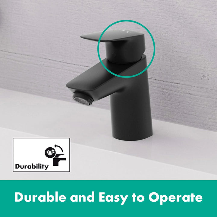 hansgrohe Logis - Waschtischarmatur ohne Ablauf, Wasserhahn Bad mit Auslauf Höhe 70mm, mit Zugstange