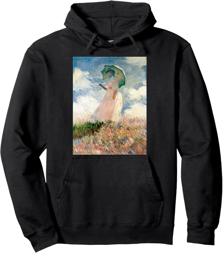 Claude Monet's Frau mit Sonnenschirm, Retro-T-Shirt Pullover Hoodie