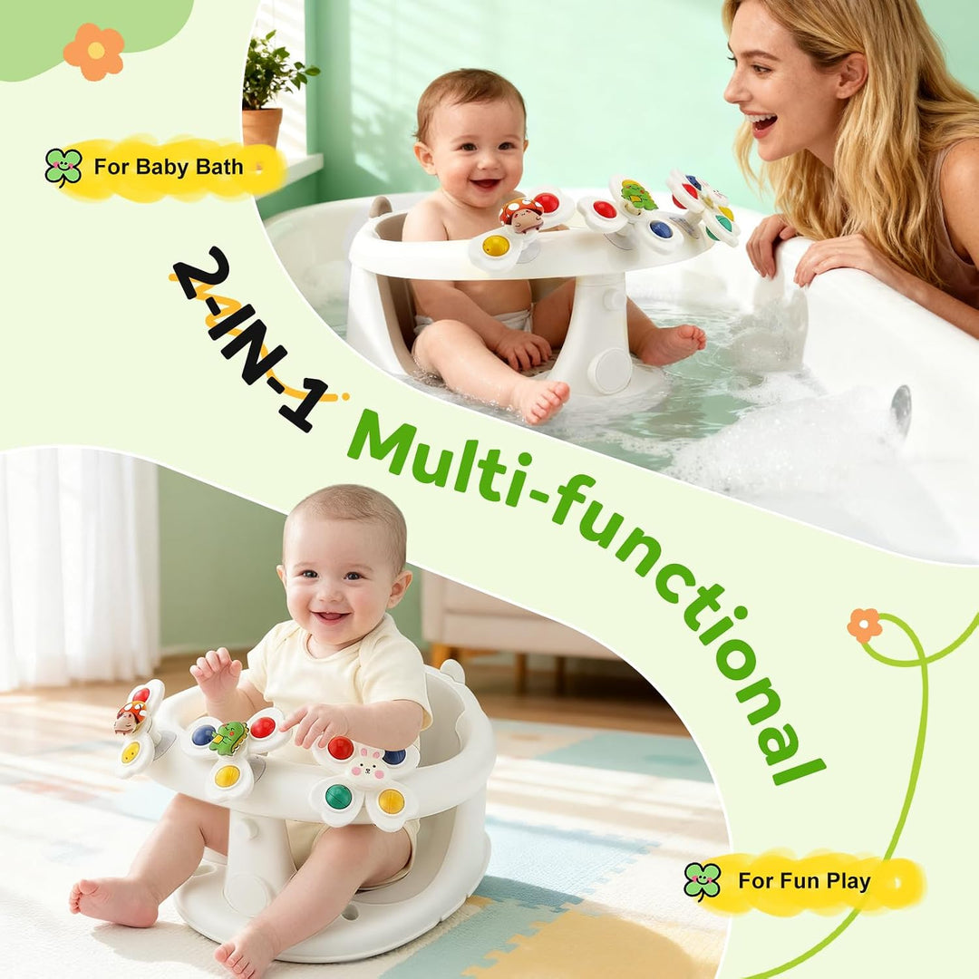 2-in-1-Baby-Badesitz – Spielzeugzentrum, 16 Teile, 4 rutschfeste Saugnäpfe, ergonomisch, 6 m - 20 kg