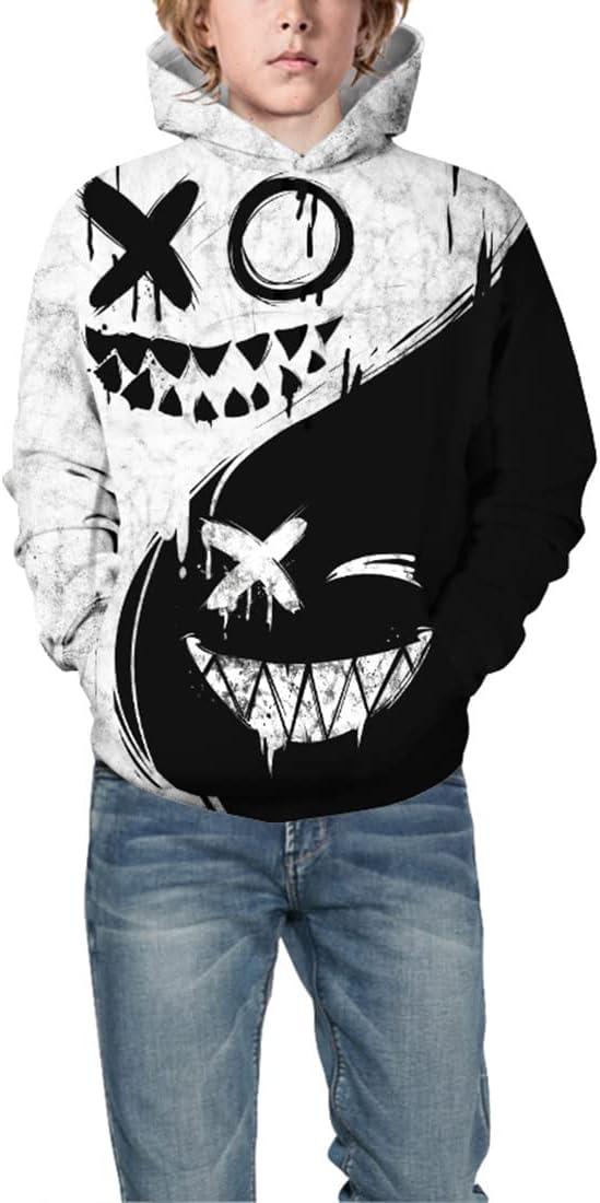 PADOLA Jungen Kapuzenpullover 3D Druck 4-13 Jahren Kinder Hoodie Boys Lustig Gedruckt Langarmshirt W