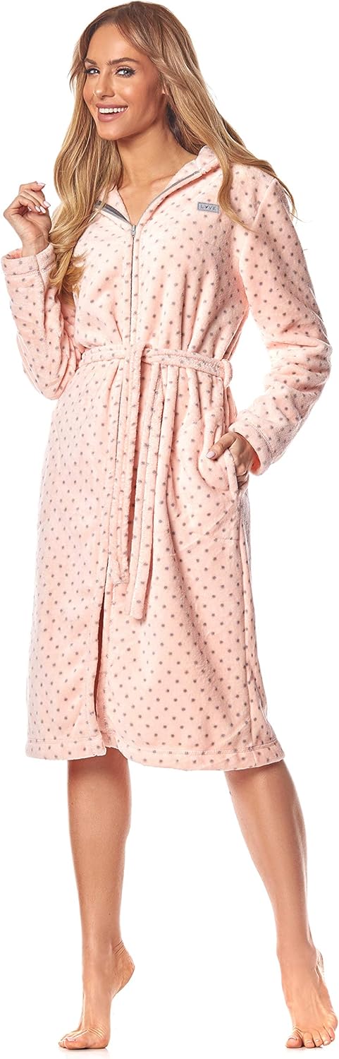 L&L - 9156 Long Luxury Toweling Damen Weicher Langarm Bademantel. Extrem Leicht. Hausmantel mit Reis