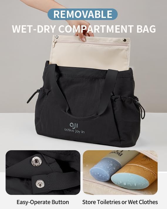 aji Yogatasche, Yoga Tasche mit Nass- und Trockenaufbewahrungstasche und Vielen Fächern, Yogamatte T