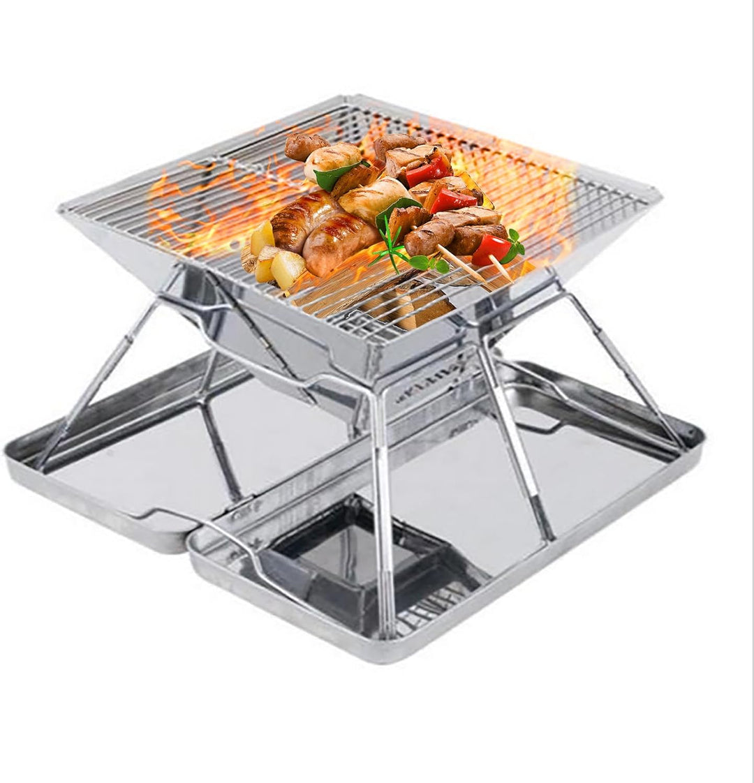 Faltbarer Lagerfeuer-Grill, Camping-Feuerstelle mit Tragetasche, Faltbar BBQ Feuerstelle Grill für C